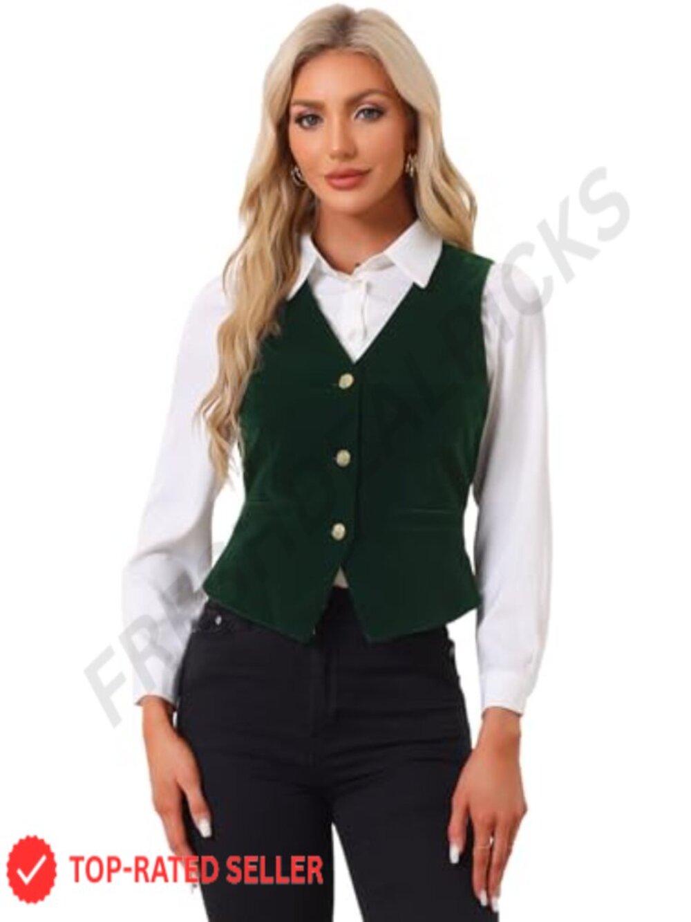 Velvet Waistcoat Vest V Neck Button Down Lined Womens